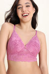 Zivame Enchanted Padded Non Wired 3/4th Coverage Lace Bra - Red Violet — thumbnail 6